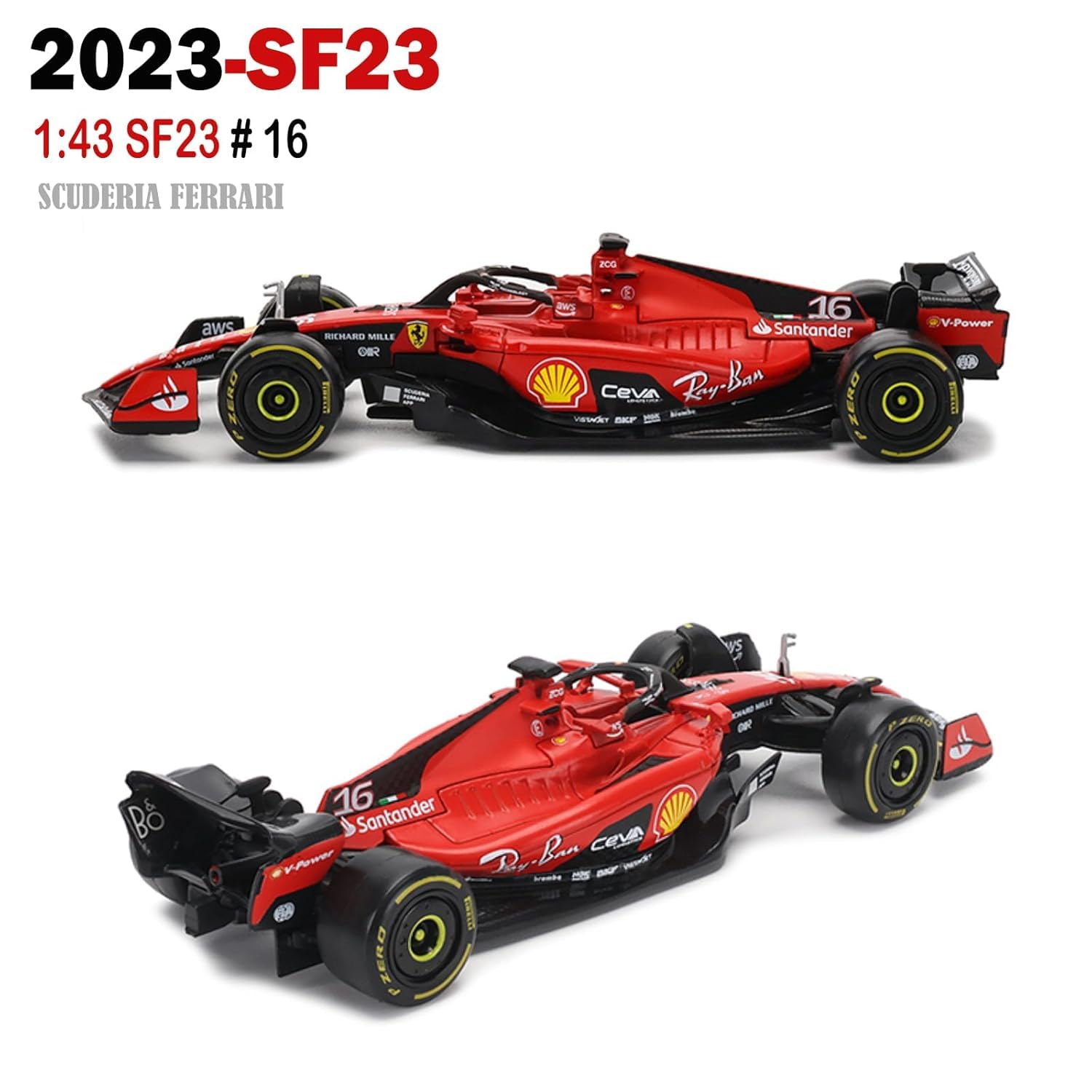 HATCHMATIC Ferrari F1 Car Model, Bburago 1/43 - SF23 Alloy Racing